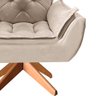 Poltrona Opala Giratória Base Madeira Suede - Navega Móveis Navega Móveis Opala Base Madeira Bege - 5