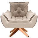 Ver imagem 3 de Poltrona Opala Giratória Base Madeira Suede - Navega Móveis Navega Móveis Opala Base Madeira Bege