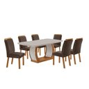 Ver imagem 2 de Conjunto de Mesa de Jantar Kate 180 Tp MDF Canto Copo 6 Cadeiras Mariana