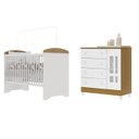 Ver imagem 2 de Conjunto Quarto Bebê Berço Americano 3 em 1 Eloá Cômoda com Fraldário 100% MDF Branco com Bétula