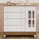 Ver mais imagens de Conjunto Quarto Bebê Berço Americano 3 em 1 Eloá Cômoda com Fraldário 100% MDF Branco com Bétula