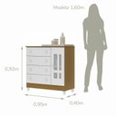 Ver imagem 4 de Conjunto Quarto Bebê Berço Americano 3 em 1 Eloá Cômoda com Fraldário 100% MDF Branco com Bétula
