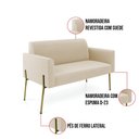 Ver imagem 3 de Sofá Namoradeira e Poltrona Pé de Ferro Dourado Marisa Suede D03 - D'Rossi