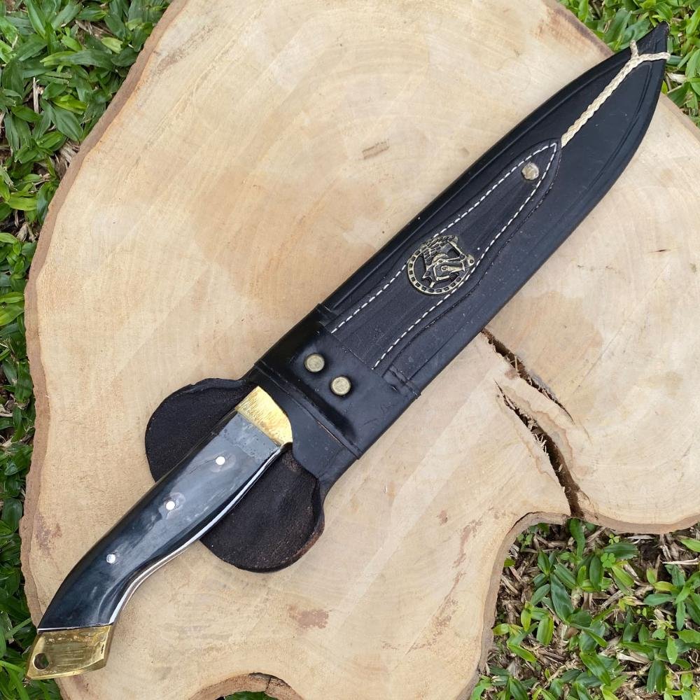 Faca Paineira Modelo Antigo Artesanal Javalizeira 10” Aço 1070 Cabo Chifre de Boi com Bainha - 10