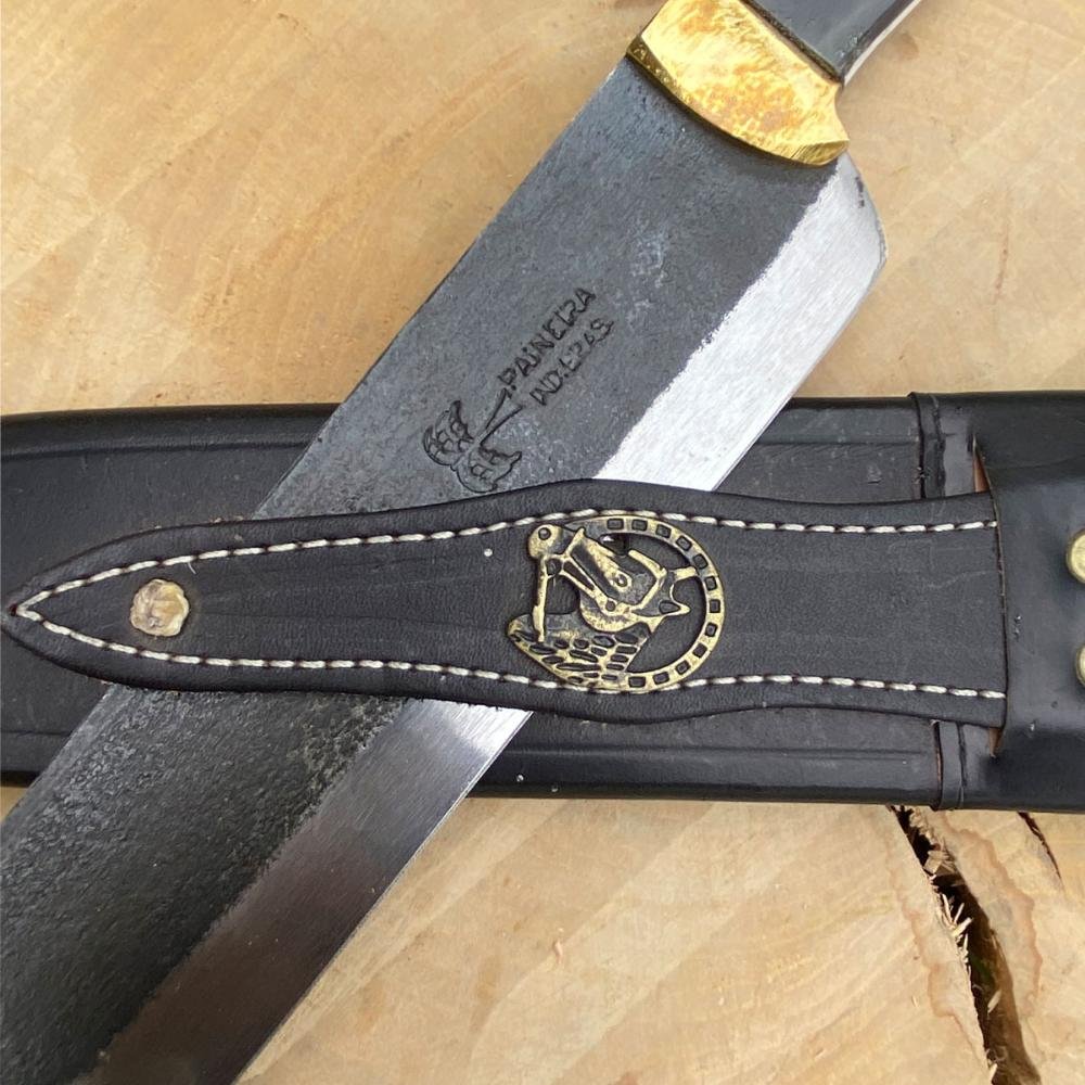 Faca Paineira Modelo Antigo Artesanal Javalizeira 10” Aço 1070 Cabo Chifre de Boi com Bainha - 7
