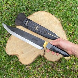 Faca Paineira Modelo Antigo Artesanal Javalizeira 10” Aço 1070 Cabo Chifre de Boi com Bainha - 4