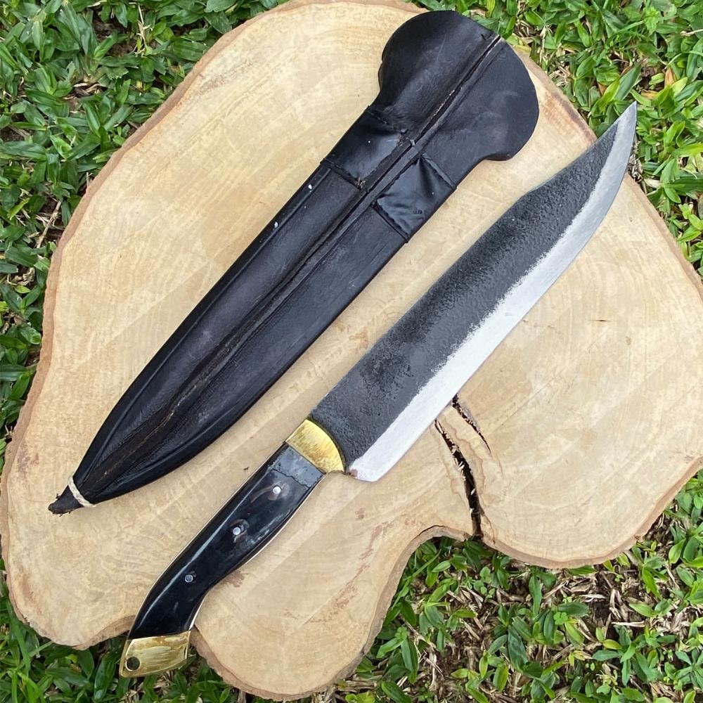 Faca Paineira Modelo Antigo Artesanal Javalizeira 10” Aço 1070 Cabo Chifre de Boi com Bainha - 8