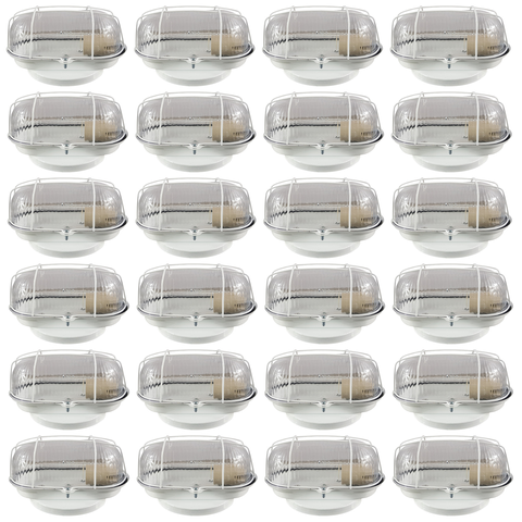 24 Arandelas Luminária Oval Tartaruga Branca Aço com Vidro