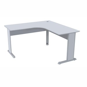 Mesa em L Escritório Estação 160x160 Pés Aço Nivelador Cinza