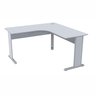 Mesa em L Escritório Estação 160x160 Pés Aço Nivelador Cinza - 1