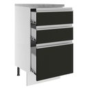 Ver imagem 3 de Balcão Armário de Cozinha 40 cm 3 Gavetas Branco/Preto Glamy Madesa