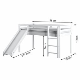 Cama Alta Kids com Escorregador em Madeira Maciça/MDF - 5