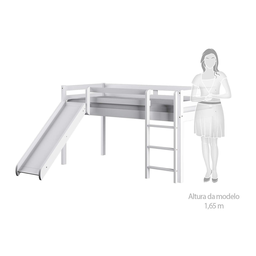 Cama Alta Kids com Escorregador em Madeira Maciça/MDF - 2