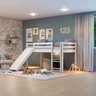 Cama Alta Infantil com Escorregador em Madeira Maciça/MDF - 1