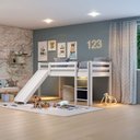 Ver imagem 1 de Cama Alta Infantil com Escorregador em Madeira Maciça/MDF Branco