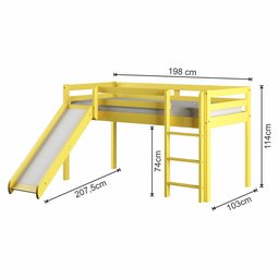 Cama Alta Kids com Escorregador em Madeira Maciça/MDF - 4