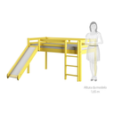Ver imagem 2 de Cama Alta Infantil com Escorregador em Madeira Maciça/MDF Amarelo