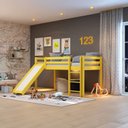 Ver imagem 1 de Cama Alta Infantil com Escorregador em Madeira Maciça/MDF Amarelo