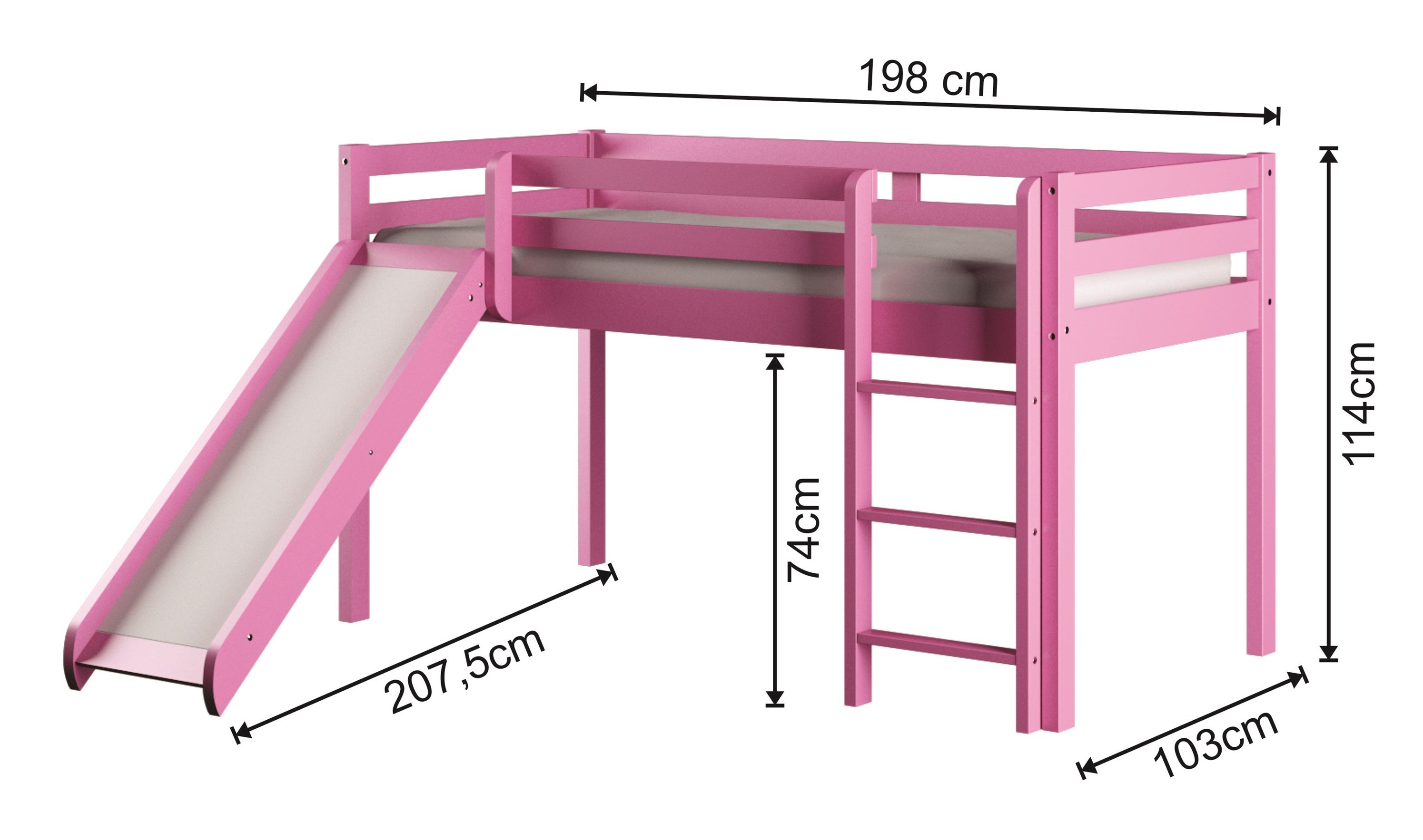 Cama Alta Kids com Escorregador em Madeira Maciça/MDF - 5