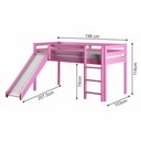 Ver imagem 4 de Cama Alta Infantil com Escorregador em Madeira Maciça/MDF Rosa