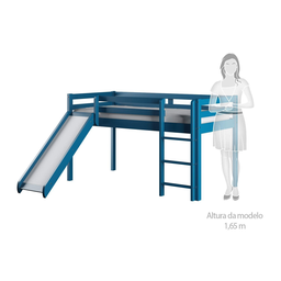 Cama Alta Kids com Escorregador em Madeira Maciça/MDF - 2