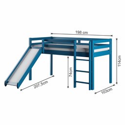 Cama Alta Kids com Escorregador em Madeira Maciça/MDF - 4