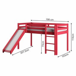 Cama Alta Kids com Escorregador em Madeira Maciça/MDF - 4