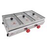 Rechaud Molheira a Gás 3 Cubas Tampa de Vidro Inox Pr-03g - 1