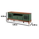 Ver imagem 2 de Rack para TV até 75 Polegadas 195cm 2 Portas Vidro 2 Gavetas Prateleira Interna Pés Luis Xv