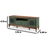 Rack Linz 2 Portas Vidro 2 Gavetas Pés Luis Xv 75 X 195 X 40 Cm (a X L X P) - Cor Verde/imbuia - 3