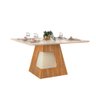 Mesa De Jantar Escala 180 Cm Tampo Chanfrado E Arredondado Dj Móveis Carvalho Europeu Com Creme - 1