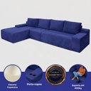 Ver imagem 2 de Sofá Evo 3,40m Molas Ensacadas com Chaise Lounge Esquerda Velourê Azul Cama Inbox