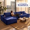 Ver imagem 6 de Sofá Evo 3,40m Molas Ensacadas com Chaise Lounge Esquerda Velourê Azul Cama Inbox