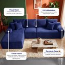 Ver imagem 4 de Sofá Evo 3,40m Molas Ensacadas com Chaise Lounge Esquerda Velourê Azul Cama Inbox