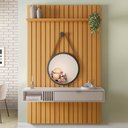 Ver imagem 2 de Painel Ripado para TV 50 Pol. com Bancada Suspensa Jazz H01 Cinamomo/Off White - Mpozenato