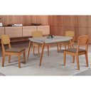 Ver imagem 1 de Conjunto: Mesa de Cozinha Havana Curvo 120cm + 4 Cadeiras Havana Naturale/off White - Suede