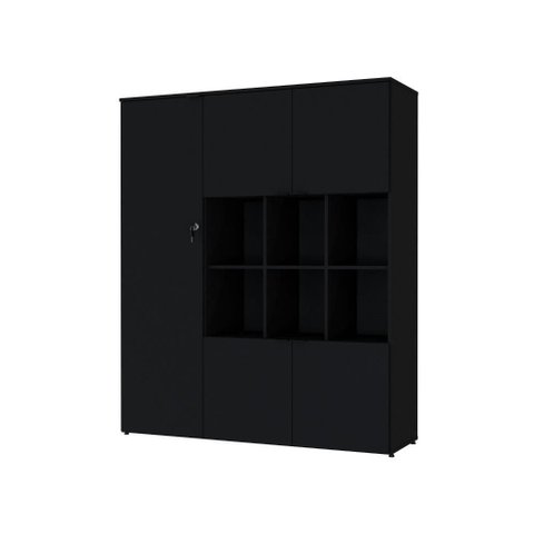Armário Alto com Nichos e 05 Portas 161,5x135x42cm Wlan135 Preto Tx