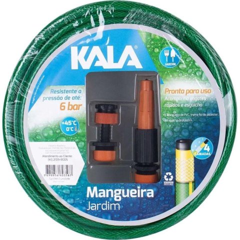 Mangueira de Jardim Kala 15 Metros 4 Camadas Verde Kit Completo