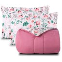 Ver imagem 1 de Kit Edredom Cobertor Celi Queen Dupla Face Micropercal Estampado 200 Fios 3 Peças Bothanica Floral R