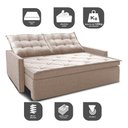 Ver imagem 3 de Sofá Sem Caixa Retrátil e Reclinável 1,85m Cama inBox Flat Linho Bege Claro