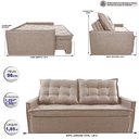 Ver imagem 2 de Sofá Sem Caixa Retrátil e Reclinável 1,85m Cama inBox Flat Linho Bege Claro