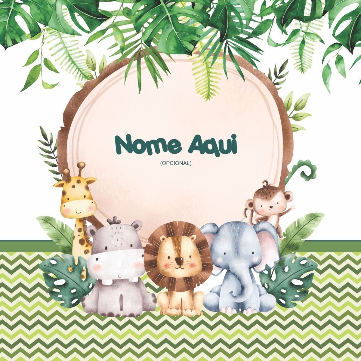 Papel de Parede Adesivo Menino Safari Chevron e Folhagem - Painel - 3