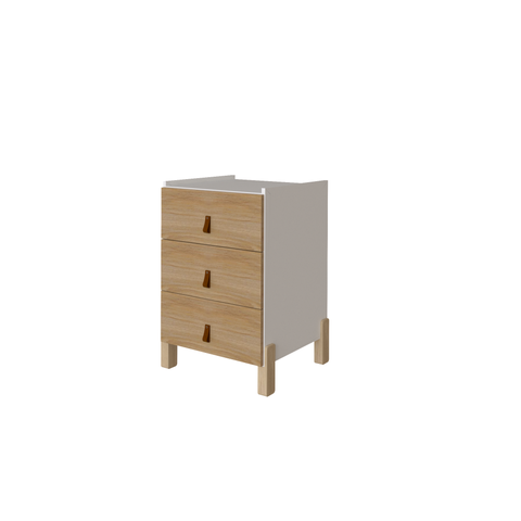 Mesa de Cabeceira Dumont com 3 Gavetas - Branco/freijó
