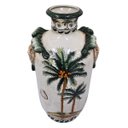 Ver imagem 1 de Vaso Decorativo Cerâmica Craquelada Pintado À Mão Palmeiras Ilha 45cm Columbus Gold