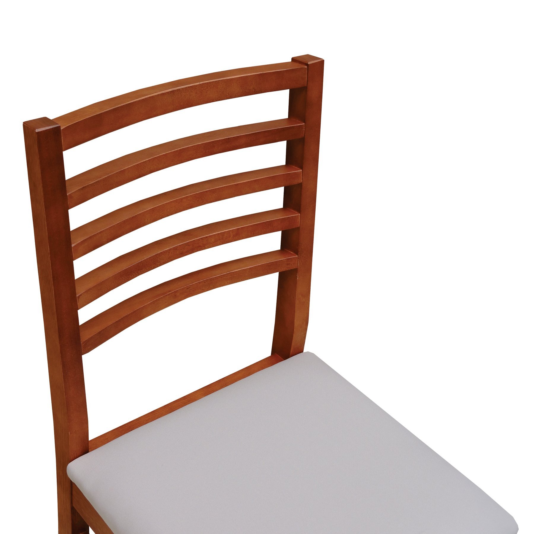 Cadeira Denver Madeira Maciça Encosto Ripado Assento Estofado - Amêndoa Linho Bege - 6