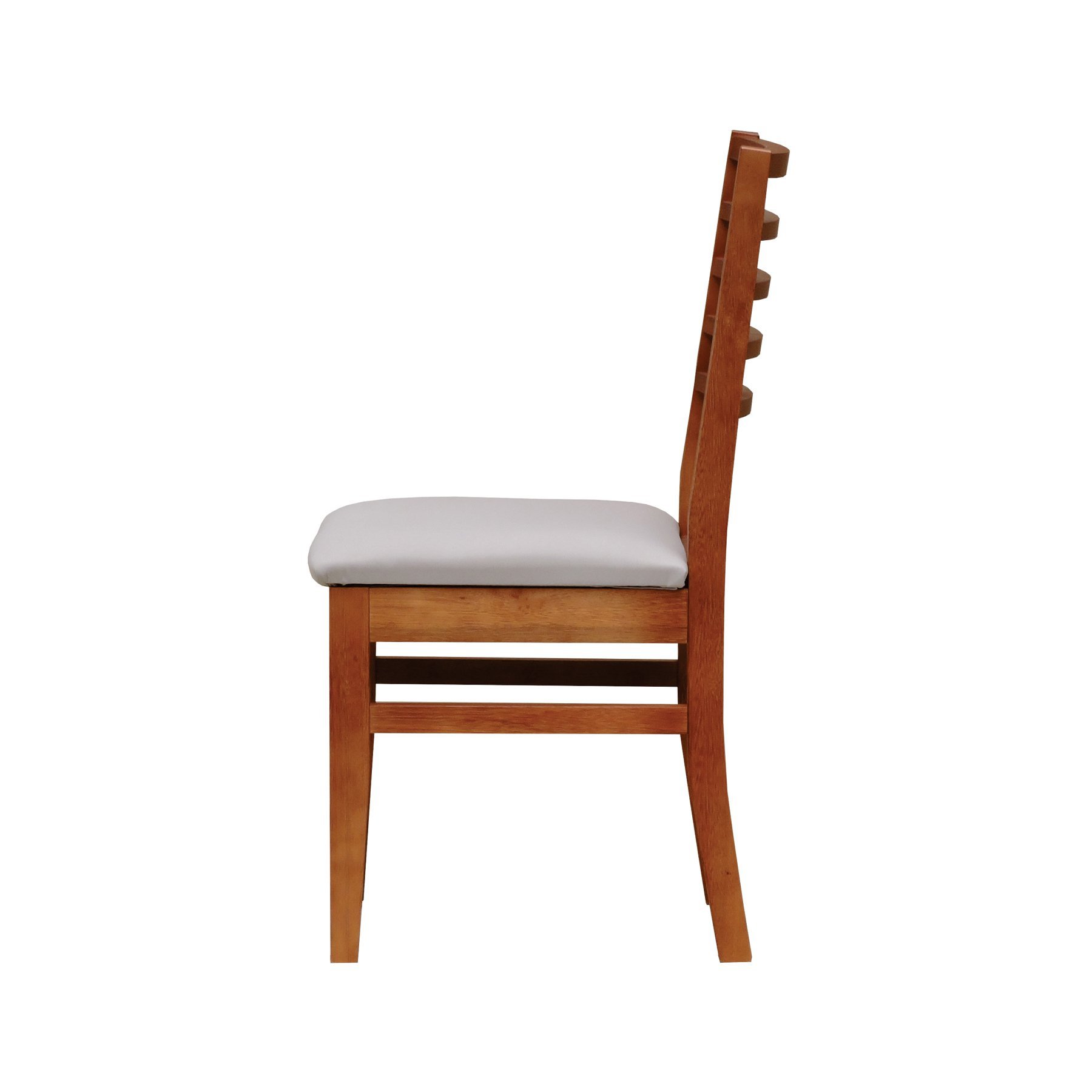 Cadeira Denver Madeira Maciça Encosto Ripado Assento Estofado - Amêndoa Linho Bege - 5
