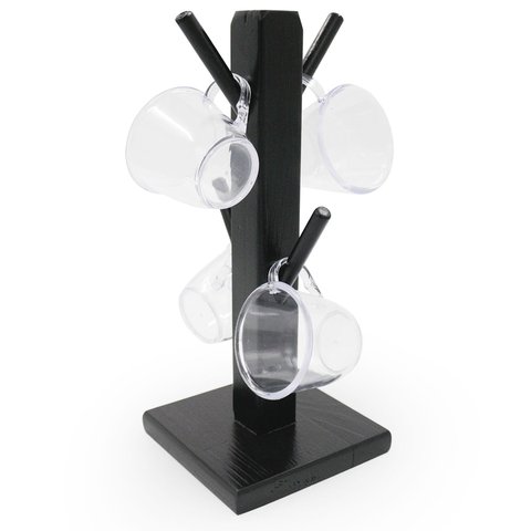 Kit Suporte 4 Xicaras Acrílico Cristal Café Espaço Cantinho