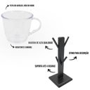 Ver imagem 3 de Kit Suporte 4 Xicaras Acrílico Cristal Café Espaço Cantinho