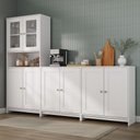 Ver imagem 1 de Armário de Cozinha com Balcão e Paneleiro 8 Portas 5 Prateleiras Americano 252cm Cor Branco -