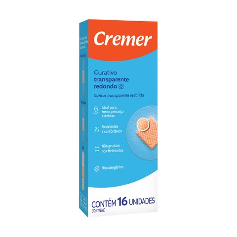 Curativo Transparente Redondo para Ferimentos Hipoalergênico 16 Unidades Cremer